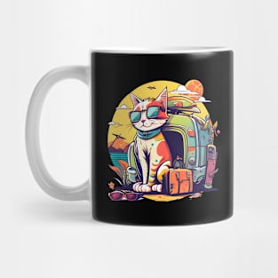 Happy Cute Traveler Cat - Born to Explore Mug
